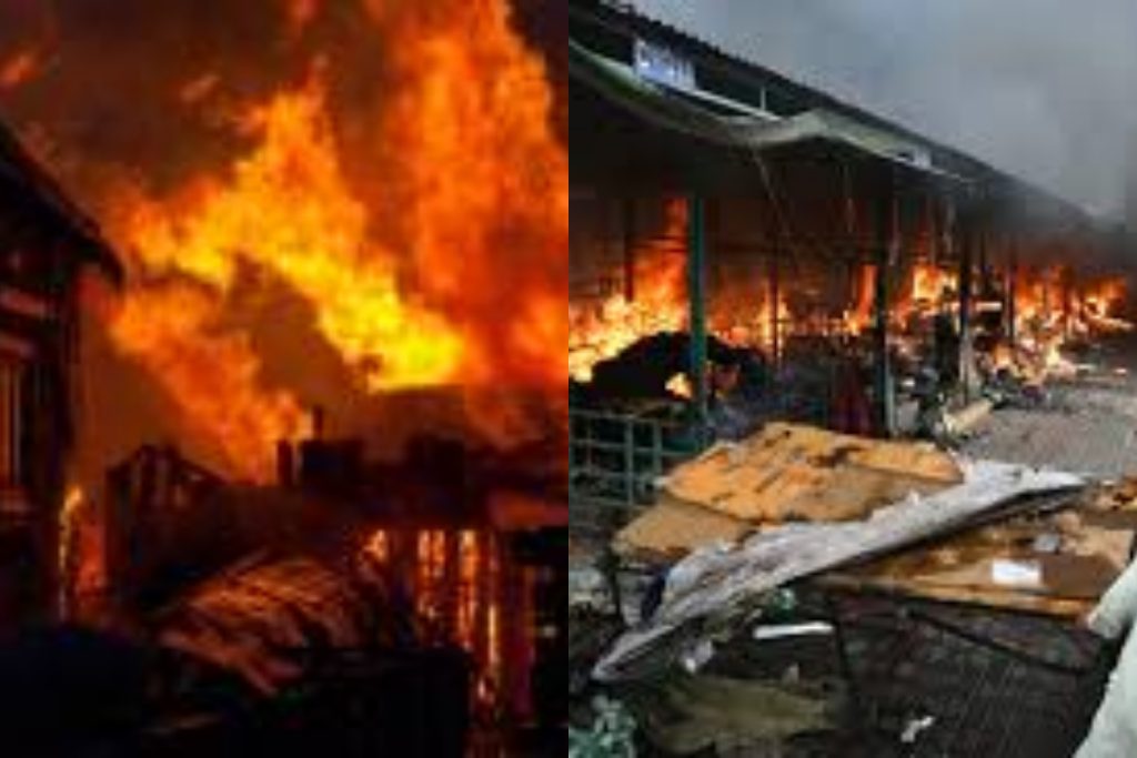 Massive fire destroys over 70 stalls near Lighthouse in Karachi